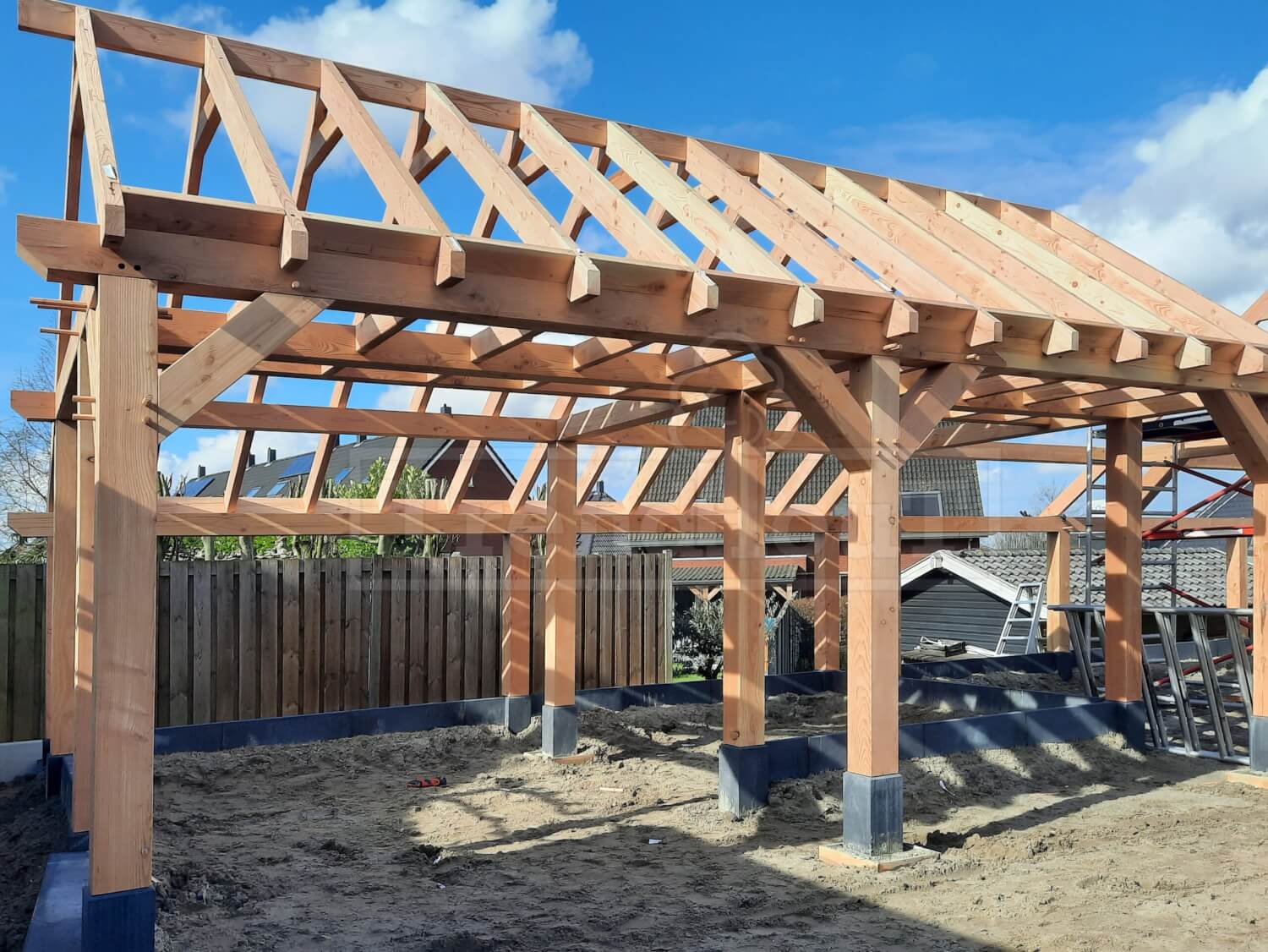 Douglas kapschuur op maat | Volledig voorbewerkt & montage 1 MAN Overkappingen Douglas kapschuur bouwpakket